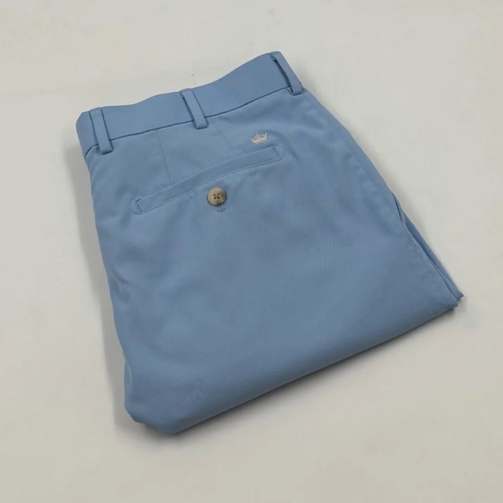 Peter Millar Crown Sport Mens 34 Blue Wicking Performance Flat Front Shorts